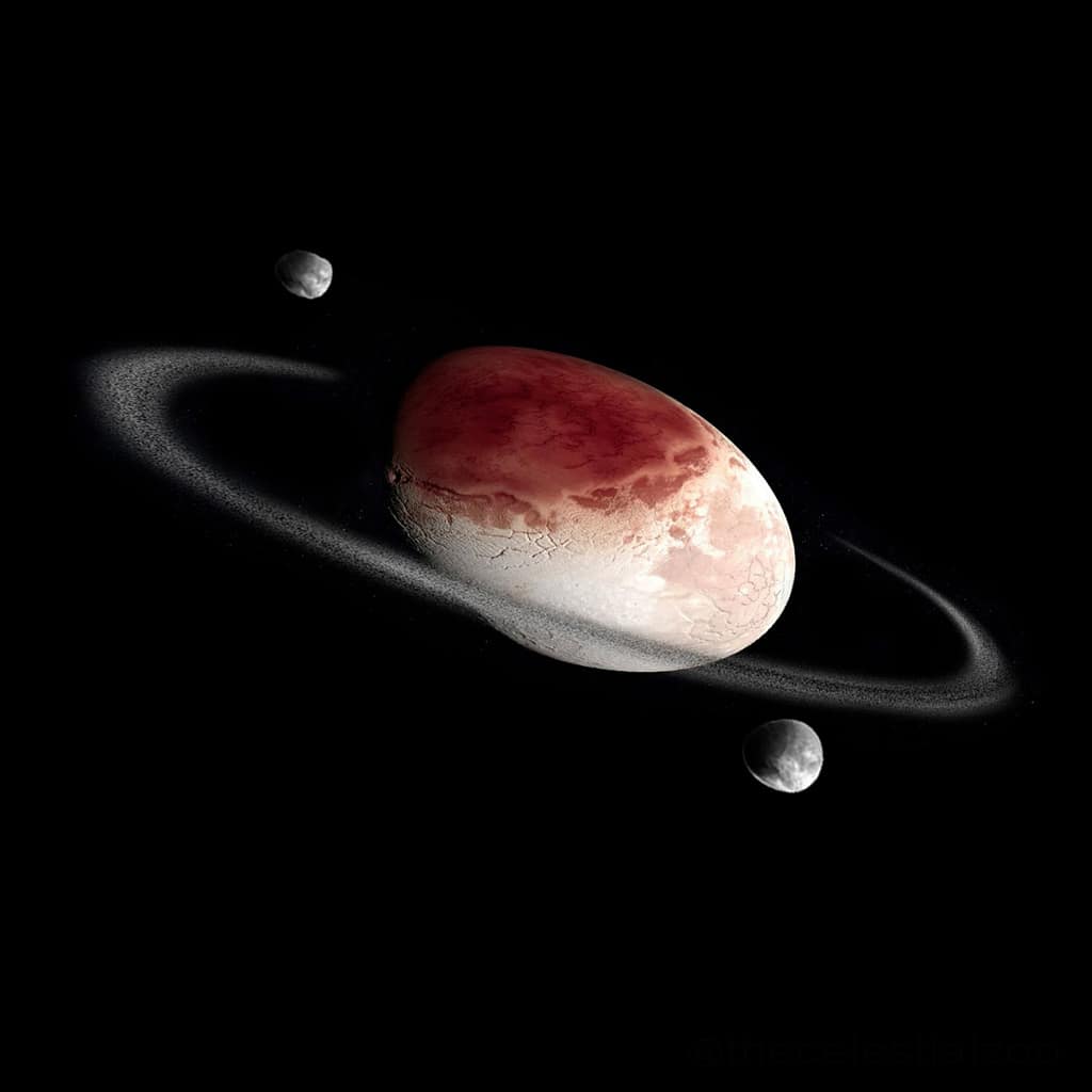 Haumea é um planeta anão oval que é um dos grandes objetos de rotação mais rápida do nosso sistema solar.
