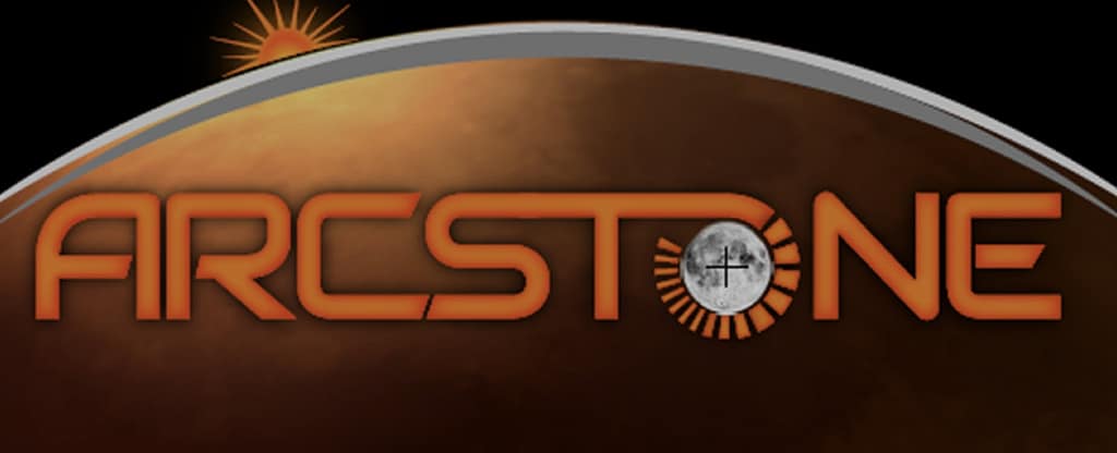 Logotipo da missão Arcstone da NASA, com o nome em destaque e uma representação da Lua no centro da letra "O", simbolizando a calibração de sensores espaciais por meio da refletância lunar.