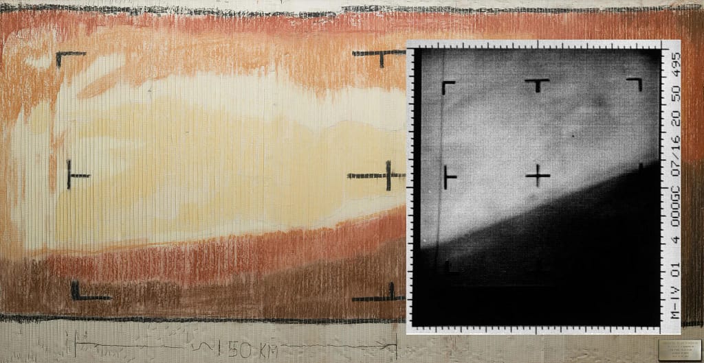 imagens de Marte Nasa - A Mariner 4, da NASA, registrou a primeira imagem de close-up de Marte em 14 de julho de 1965, incluindo uma inserção destacando um detalhe da superfície.