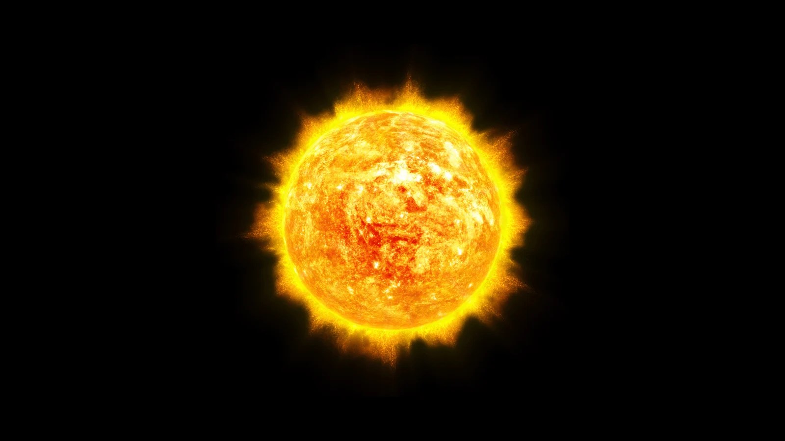 Ilustração do Sol, um dos corpos celestes do sistema solar, emitindo intensa luz e calor. A imagem mostra o Sol com uma superfície vibrante, cheia de manchas solares e energia irradiando em todas as direções, criando uma aura brilhante. O fundo é um céu negro, destacando a grandeza e o poder do Sol em contraste com o espaço ao redor. ele faz parte dos Corpos Celestes