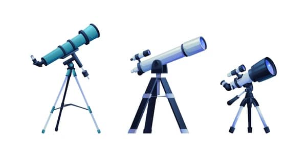 Telescópios branco apontado para o espaço, simbolizando uma das ferramentas da astronomia mais utilizadas para explorar planetas e galáxias distantes.