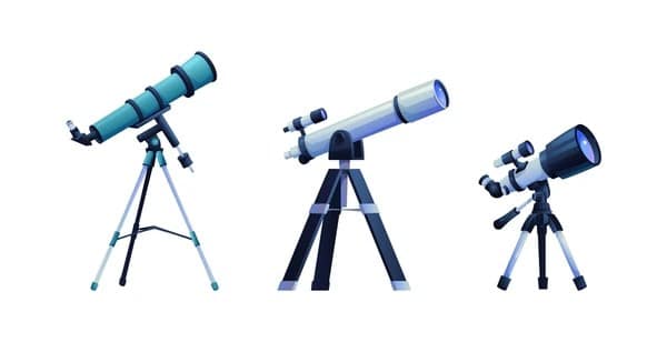 Telescópios branco apontado para o espaço, simbolizando uma das ferramentas da astronomia mais utilizadas para explorar planetas e galáxias distantes.