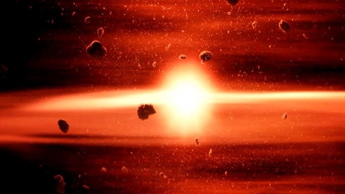 "Ilustração artística de uma estrela jovem cercada por um disco de gás e poeira, onde grãos de minerais começam a se formar, marcando o início da formação de planetas.